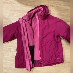LL Bean 3-in-1 Jacket with Sweater Fleece Pink Medium